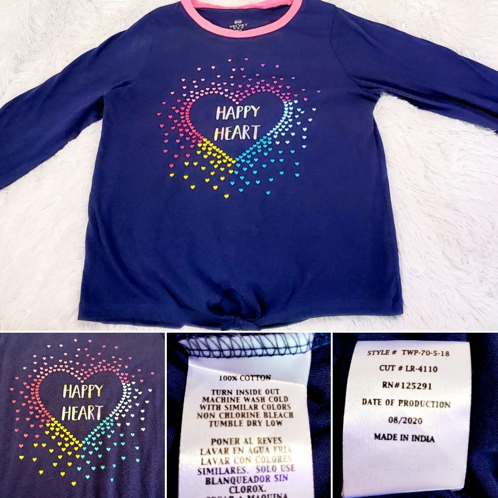 Girl size 18 pink velvet long sleeve tee